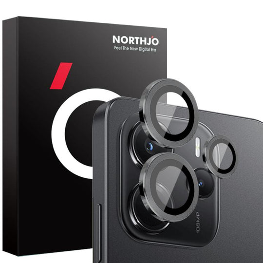 For Xiaomi Redmi Note 14 4G 163.25mm NORTHJO Camera Lens Protector CD Metal Ring Tempered Glass Film(Black)
