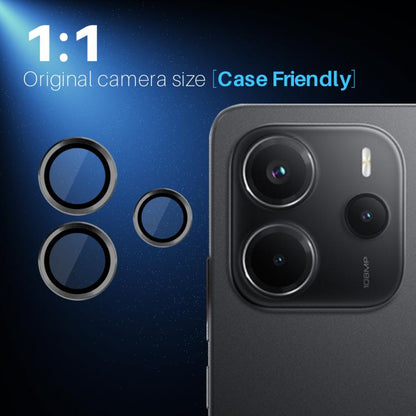 For Xiaomi Redmi Note 14 4G 163.25mm NORTHJO Camera Lens Protector CD Metal Ring Tempered Glass Film(Black) - Note 14 Tempered Glass by NORTHJO | Online Shopping UK | buy2fix