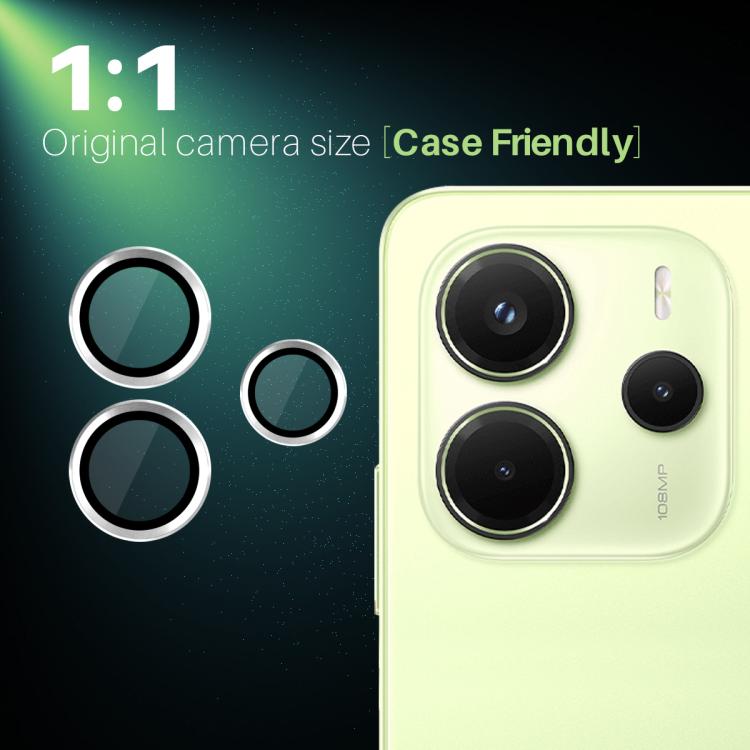 For Xiaomi Redmi Note 14 4G 163.25mm NORTHJO Camera Lens Protector CD Metal Ring Tempered Glass Film(Silver) - Note 14 Tempered Glass by NORTHJO | Online Shopping UK | buy2fix