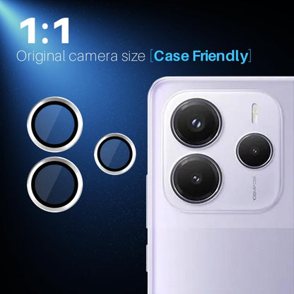 For Xiaomi Redmi Note 14 5G NORTHJO Camera Lens Protector CD Metal Ring Tempered Glass Film(Silver) - Note 14 Tempered Glass by NORTHJO | Online Shopping UK | buy2fix