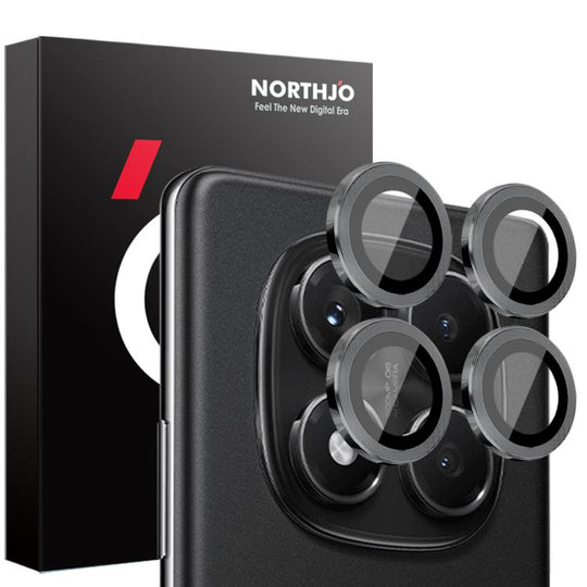 For Xiaomi Redmi Note 14 Pro 4G NORTHJO Camera Lens Protector CD Metal Ring Tempered Glass Film(Black)