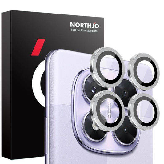 For Xiaomi Redmi Note 14 Pro 5G NORTHJO Camera Lens Protector CD Metal Ring Tempered Glass Film(Silver) - Note 14 Pro Tempered Glass by NORTHJO | Online Shopping UK | buy2fix