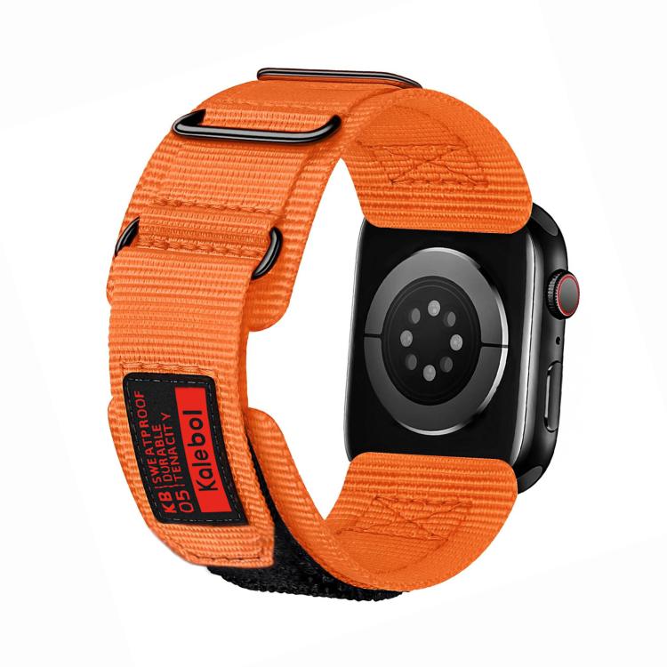 For Apple Watch 42mm / 41mm / 40mm / 38mm Kalebol Hook and Tri-Loop Nylon Watch Band(Orange) - Watch Bands by Kalebol | Online Shopping UK | buy2fix