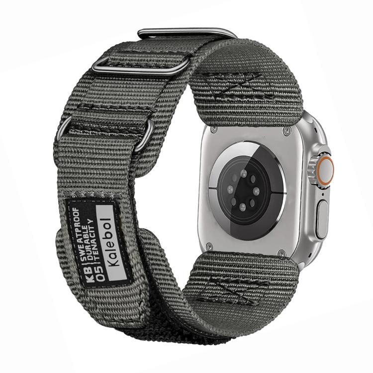 For Apple Watch 42mm / 41mm / 40mm / 38mm Kalebol Hook and Tri-Loop Nylon Watch Band(Silver) - Watch Bands by Kalebol | Online Shopping UK | buy2fix