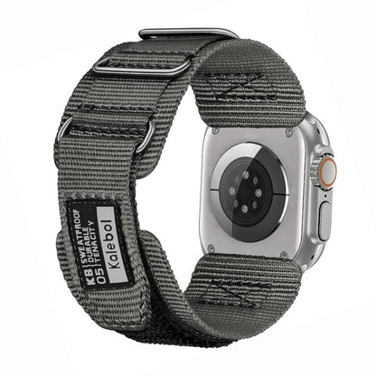 For Apple Watch 42mm / 41mm / 40mm / 38mm Kalebol Hook and Tri-Loop Nylon Watch Band(Silver) - Watch Bands by Kalebol | Online Shopping UK | buy2fix
