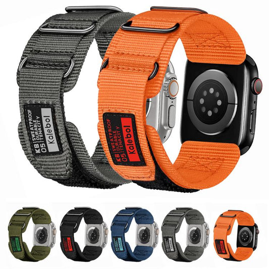 For Apple Watch 42mm / 41mm / 40mm / 38mm Kalebol Hook and Tri-Loop Nylon Watch Band(Blue) - Watch Bands by Kalebol | Online Shopping UK | buy2fix