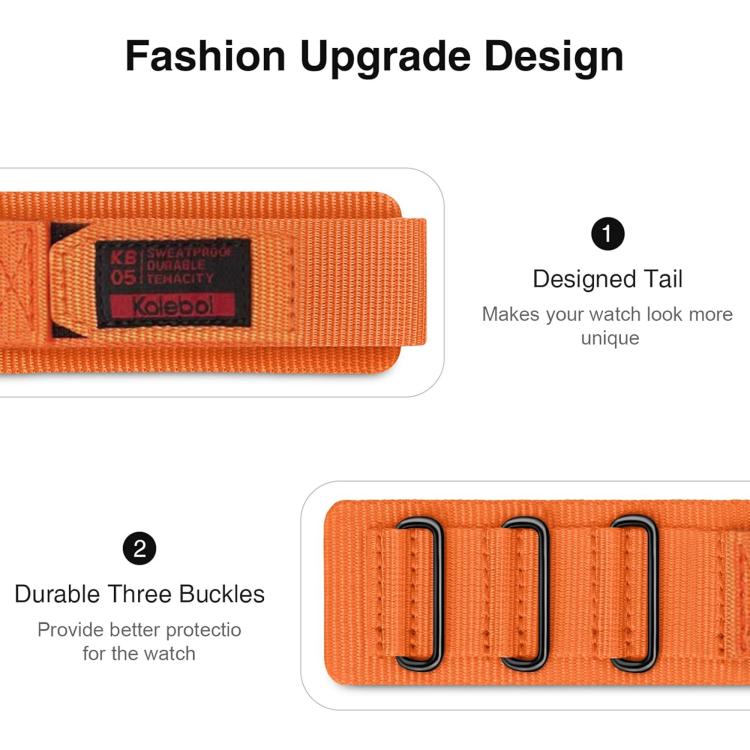 For Apple Watch 42mm / 41mm / 40mm / 38mm Kalebol Hook and Tri-Loop Nylon Watch Band(Black) - Watch Bands by Kalebol | Online Shopping UK | buy2fix