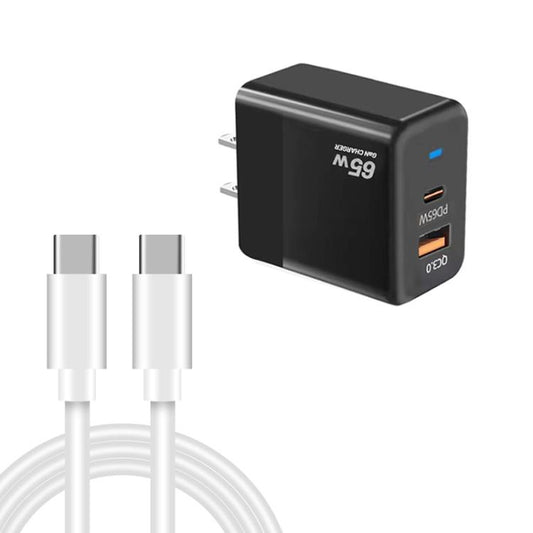 PD41 GaN PD 45W + USB Charger with Type-C to Type-C Data Cable , US Plug(Black) - USB Charger by buy2fix | Online Shopping UK | buy2fix