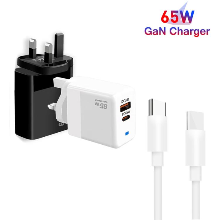 PD41 GaN PD 45W + USB Charger with Type-C to Type-C Data Cable, UK Plug(Black) - USB Charger by buy2fix | Online Shopping UK | buy2fix