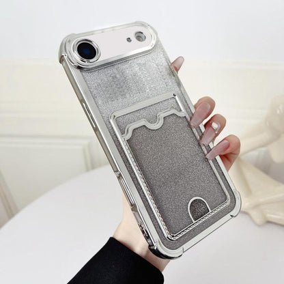 For iPhone Air Four-cornered Glitter Electroplated Card Bag TPU Phone Case(Silver) - iPhone Air Cases by buy2fix | Online Shopping UK | buy2fix