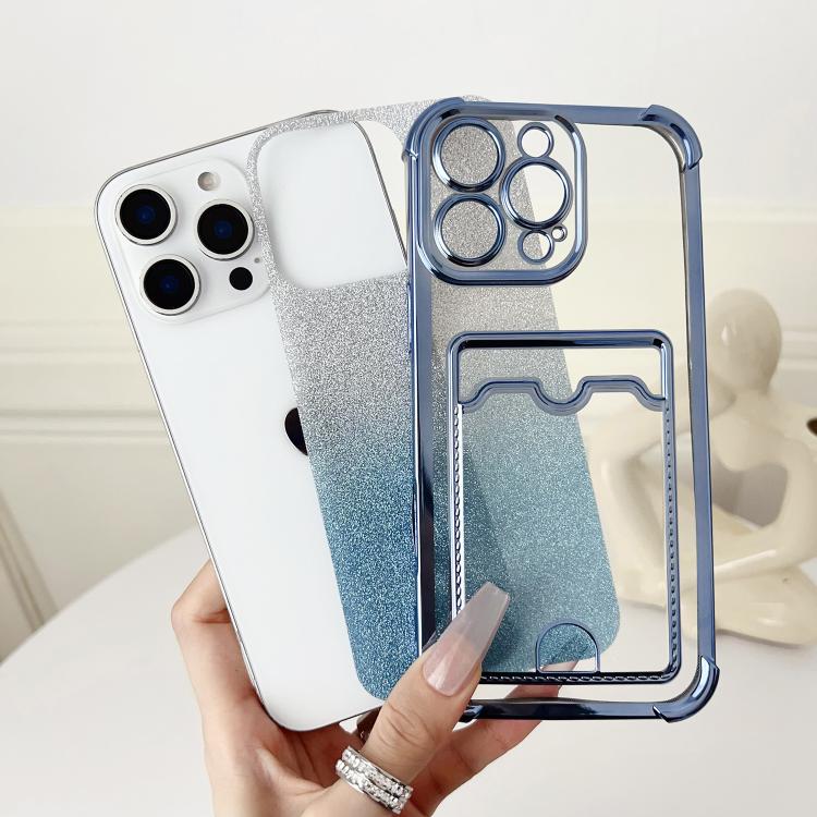 For iPhone Air Four-cornered Glitter Electroplated Card Bag TPU Phone Case(Black) - iPhone Air Cases by buy2fix | Online Shopping UK | buy2fix