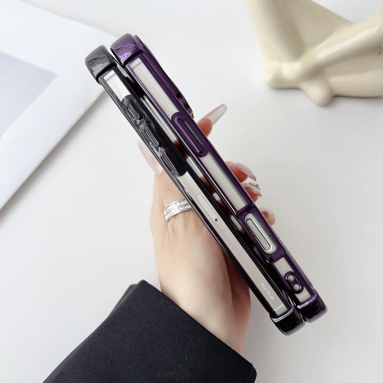 For iPhone Air Four-cornered Glitter Electroplated Card Bag TPU Phone Case(Transparent) - iPhone Air Cases by buy2fix | Online Shopping UK | buy2fix