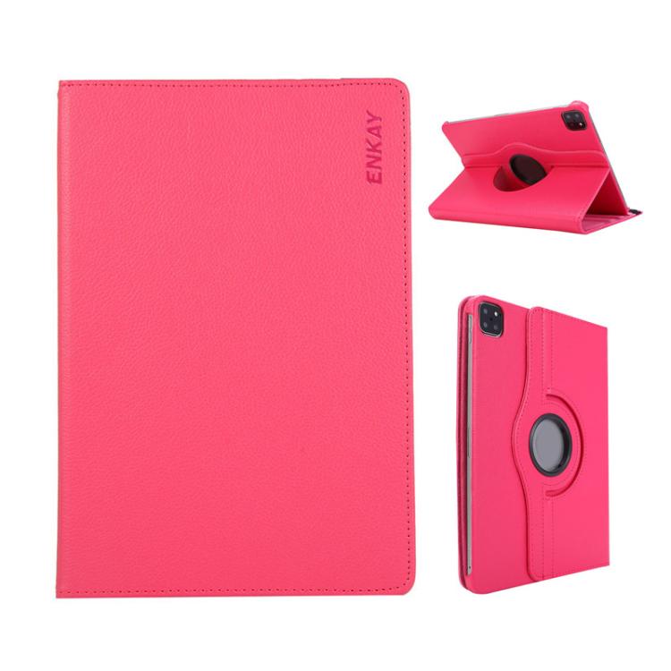 For iPad Air 11 2025 / 2024 / Air 10.9 2022 ENKAY 360 Degree Rotation Litchi Leather Smart Tablet Case(Rose Red) - iPad Air 11 2025 / 2024 Cases by ENKAY | Online Shopping UK | buy2fix
