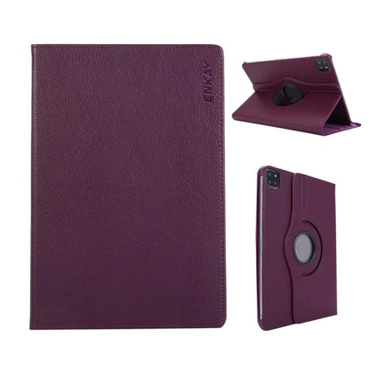 For iPad Air 11 2025 / 2024 / Air 10.9 2022 ENKAY 360 Degree Rotation Litchi Leather Smart Tablet Case(Dark Purple) - iPad Air 11 2025 / 2024 Cases by ENKAY | Online Shopping UK | buy2fix