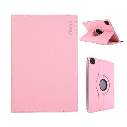 For iPad Air 11 2025 / 2024 / Air 10.9 2022 ENKAY 360 Degree Rotation Litchi Leather Smart Tablet Case(Pink) - iPad Air 11 2025 / 2024 Cases by ENKAY | Online Shopping UK | buy2fix