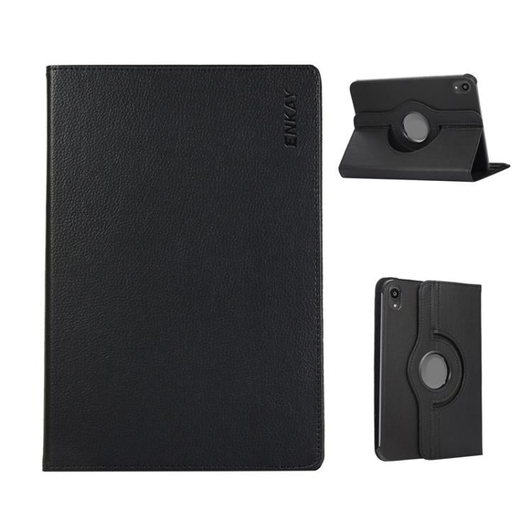 For iPad mini 2024 / mini 6 ENKAY 360 Degree Rotation Litchi Leather Smart Tablet Case(Black) - iPad mini 2024 Cases by ENKAY | Online Shopping UK | buy2fix