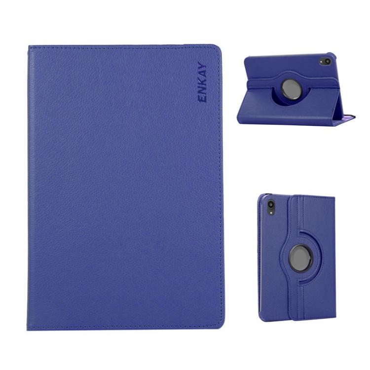 For iPad mini 2024 / mini 6 ENKAY 360 Degree Rotation Litchi Leather Smart Tablet Case(Dark Blue) - iPad mini 2024 Cases by ENKAY | Online Shopping UK | buy2fix