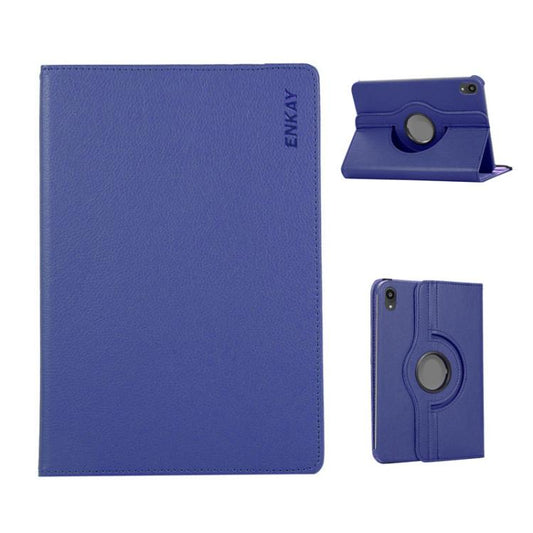 For iPad mini 2024 / mini 6 ENKAY 360 Degree Rotation Litchi Leather Smart Tablet Case(Dark Blue) - iPad mini 2024 Cases by ENKAY | Online Shopping UK | buy2fix