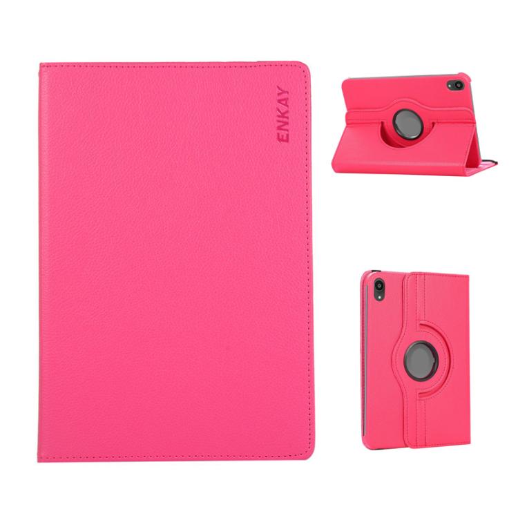 For iPad mini 2024 / mini 6 ENKAY 360 Degree Rotation Litchi Leather Smart Tablet Case(Rose Red) - iPad mini 2024 Cases by ENKAY | Online Shopping UK | buy2fix
