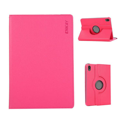 For iPad mini 2024 / mini 6 ENKAY 360 Degree Rotation Litchi Leather Smart Tablet Case(Rose Red) - iPad mini 2024 Cases by ENKAY | Online Shopping UK | buy2fix