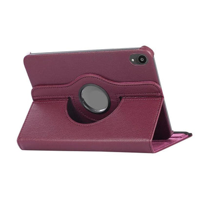 For iPad mini 2024 / mini 6 ENKAY 360 Degree Rotation Litchi Leather Smart Tablet Case(Dark Purple) - iPad mini 2024 Cases by ENKAY | Online Shopping UK | buy2fix