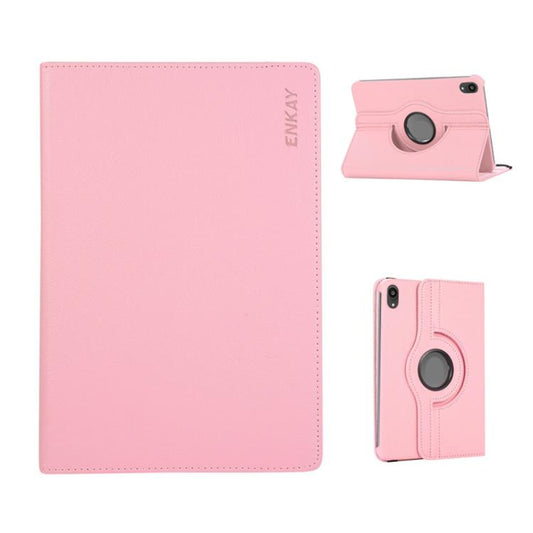 For iPad mini 2024 / mini 6 ENKAY 360 Degree Rotation Litchi Leather Smart Tablet Case(Pink) - iPad mini 2024 Cases by ENKAY | Online Shopping UK | buy2fix