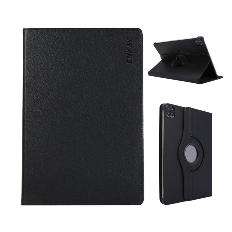 For iPad Pro 13 2025 / 2024 ENKAY 360 Degree Rotation Litchi Leather Smart Tablet Case(Black) - iPad Pro 13 2025 / 2024 Cases by ENKAY | Online Shopping UK | buy2fix