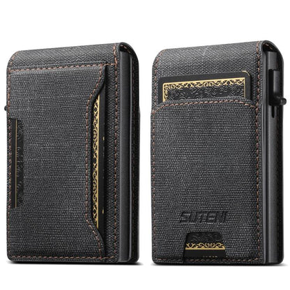 Suteni Denim Pattern Button Automatically Pops Out the Card Box(Black) - Wallets by Suteni | Online Shopping UK | buy2fix