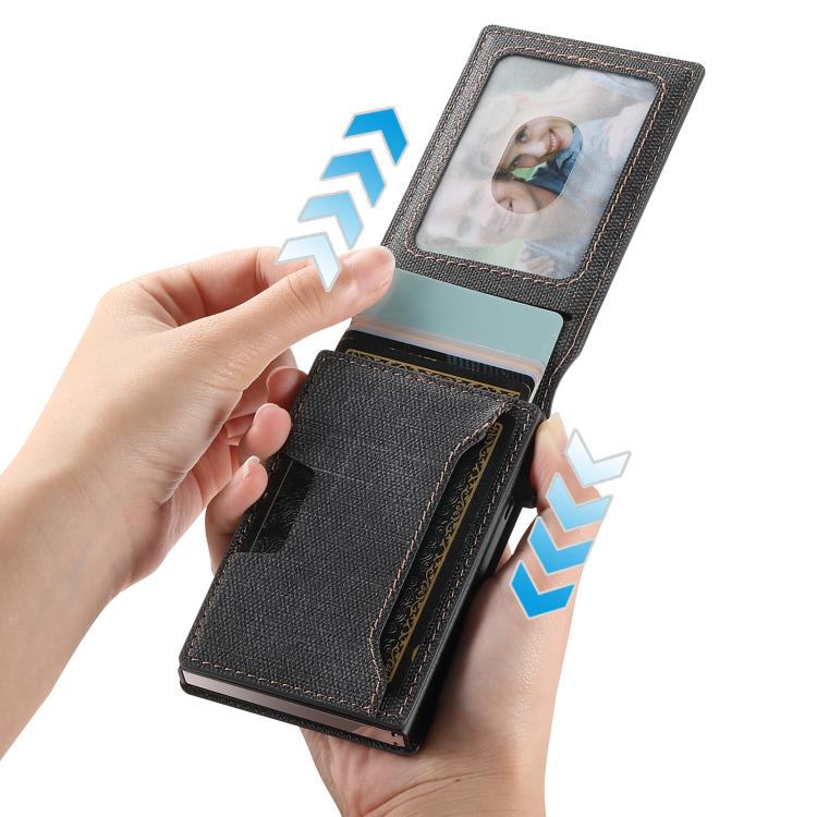 Suteni Denim Pattern Button Automatically Pops Out the Card Box(Black) - Wallets by Suteni | Online Shopping UK | buy2fix