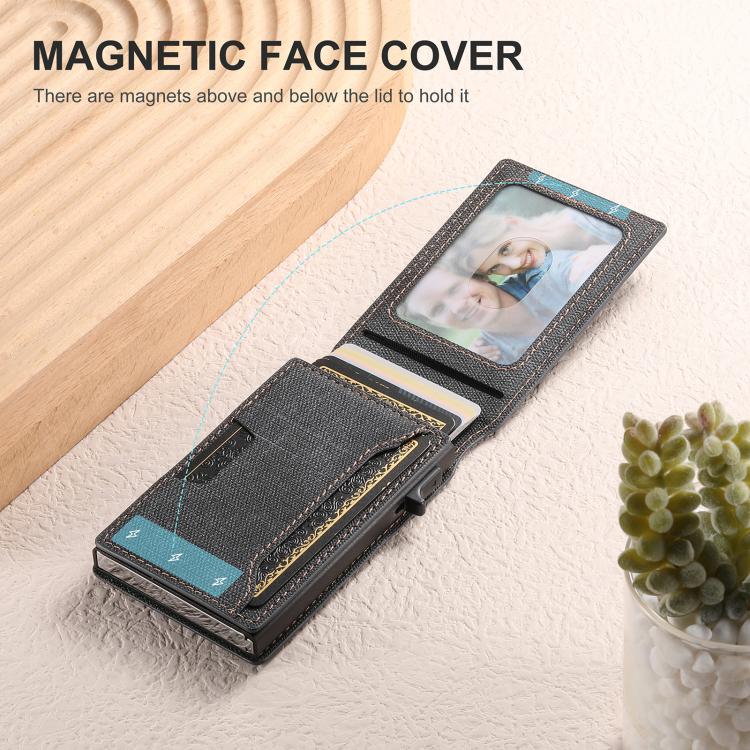 Suteni Denim Pattern Button Automatically Pops Out the Card Box(Black) - Wallets by Suteni | Online Shopping UK | buy2fix