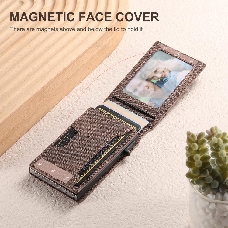 Suteni Denim Pattern Button Automatically Pops Out the Card Box(Brown) - Wallets by Suteni | Online Shopping UK | buy2fix