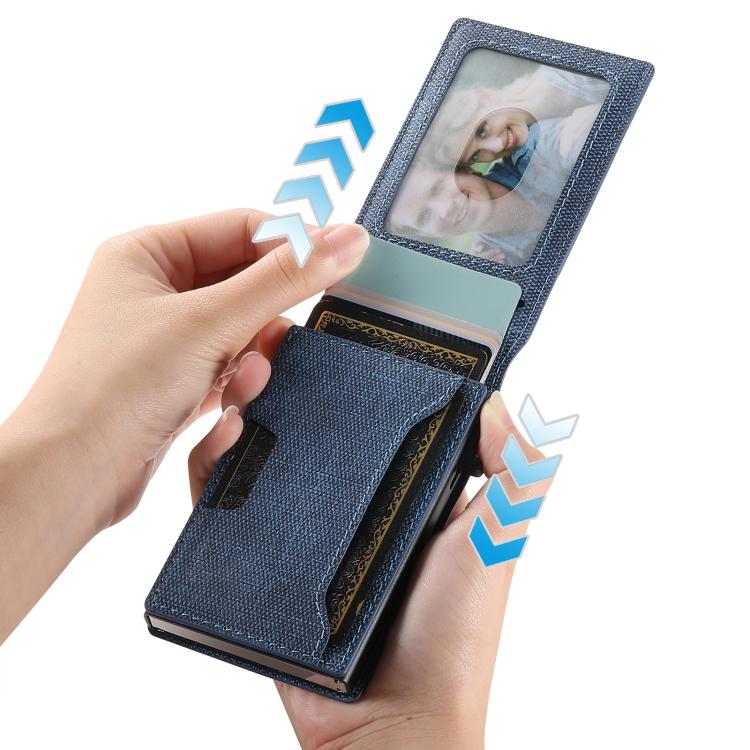 Suteni Denim Pattern Button Automatically Pops Out the Card Box(Blue) - Wallets by Suteni | Online Shopping UK | buy2fix