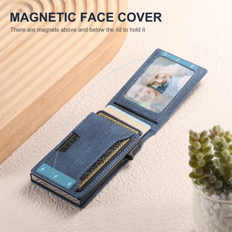 Suteni Denim Pattern Button Automatically Pops Out the Card Box(Blue) - Wallets by Suteni | Online Shopping UK | buy2fix