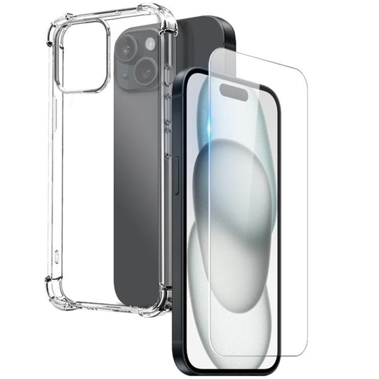 For iPhone 15 NORTHJO 2 in 1 TPU Airbag Shockproof Phone Case with Screen Film(Clear)