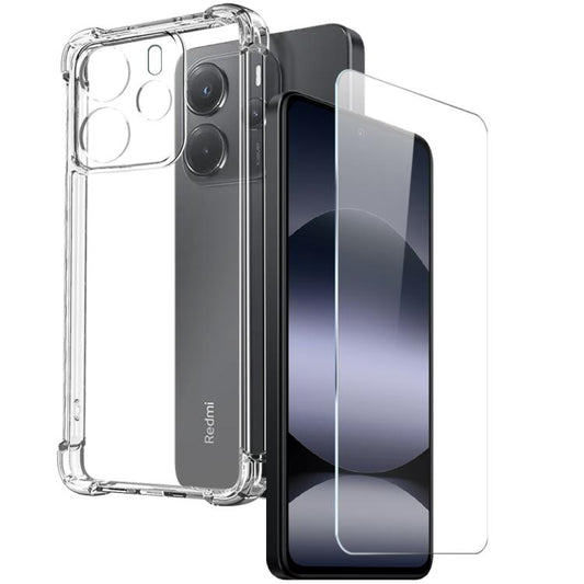 For Redmi Note 14 4G 163.25mm NORTHJO 2 in 1 TPU Airbag Shockproof Phone Case with Screen Film(Clear) - Note 14 Cases by NORTHJO | Online Shopping UK | buy2fix