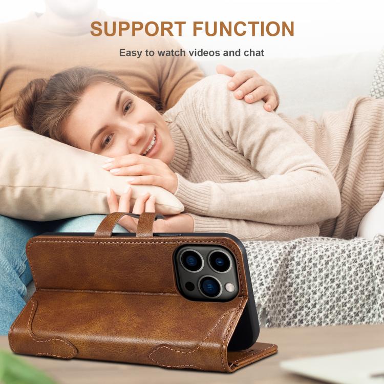 For iPhone 16 Pro Max Suteni Q-03 Oil Wax Magnetic Clasp Leather Phone Case(Brown) - iPhone 16 Pro Max Cases by Suteni | Online Shopping UK | buy2fix