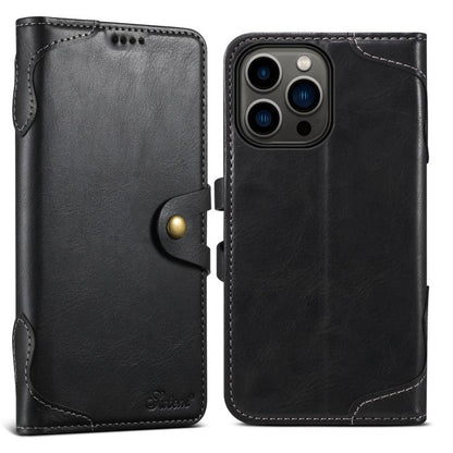 For iPhone 16 Pro Suteni Q-03 Oil Wax Magnetic Clasp Leather Phone Case(Black) - iPhone 16 Pro Cases by Suteni | Online Shopping UK | buy2fix