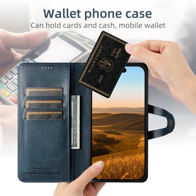 For iPhone 16 Pro Suteni Q-03 Oil Wax Magnetic Clasp Leather Phone Case(Blue) - iPhone 16 Pro Cases by Suteni | Online Shopping UK | buy2fix
