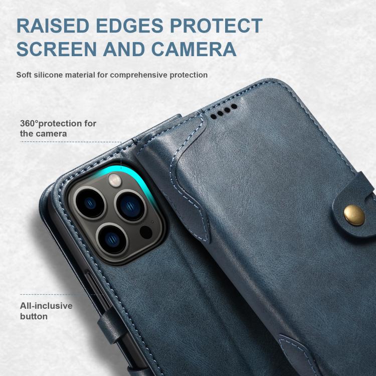 For iPhone 16 Pro Suteni Q-03 Oil Wax Magnetic Clasp Leather Phone Case(Blue) - iPhone 16 Pro Cases by Suteni | Online Shopping UK | buy2fix