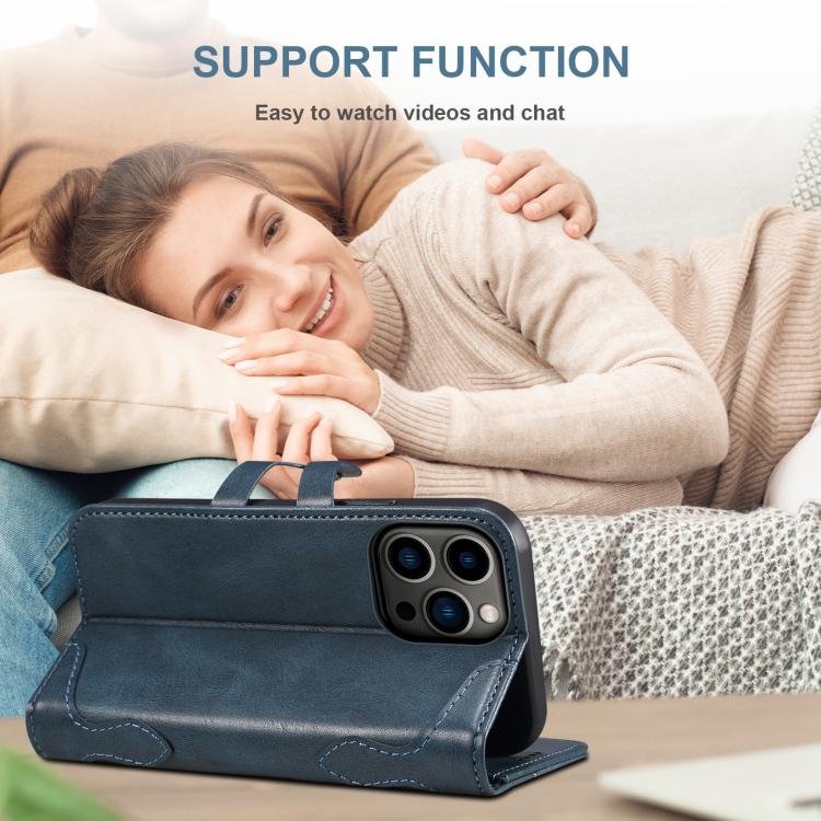For iPhone 16 Pro Suteni Q-03 Oil Wax Magnetic Clasp Leather Phone Case(Blue) - iPhone 16 Pro Cases by Suteni | Online Shopping UK | buy2fix