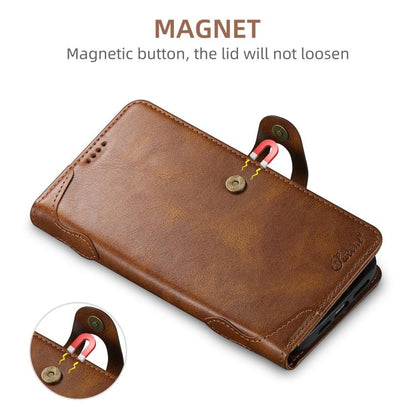 For iPhone 15 Pro Max Suteni Q-03 Oil Wax Magnetic Clasp Leather Phone Case(Brown) - iPhone 15 Pro Max Cases by Suteni | Online Shopping UK | buy2fix