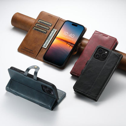 For iPhone 16 Pro Suteni Q-03 Oil Wax Magnetic Clasp Leather Phone Case(Blue) - iPhone 16 Pro Cases by Suteni | Online Shopping UK | buy2fix