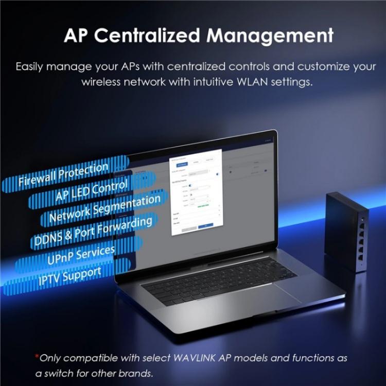 WAVLINK WN701AE IEEE 802.3AF / AT Auto-Discovery Centralized AP Management Poe Switch, Plug:AU Plug - Switch by WAVLINK | Online Shopping UK | buy2fix