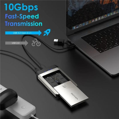 WAVLINK ST347 One-Click Offline Clone Dual Slot M.2 SSD Enclosure USB-C 3.2 Gen2 10Gbps(UK Plug) - HDD Enclosure by WAVLINK | Online Shopping UK | buy2fix