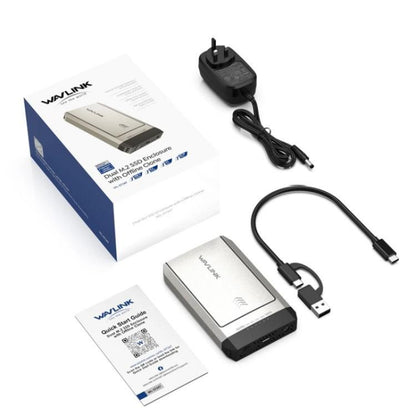 WAVLINK ST347 One-Click Offline Clone Dual Slot M.2 SSD Enclosure USB-C 3.2 Gen2 10Gbps(US Plug) - HDD Enclosure by WAVLINK | Online Shopping UK | buy2fix