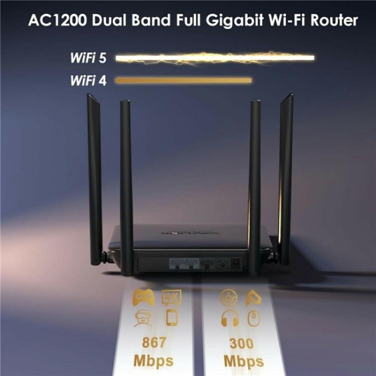 WAVLINK WN530HG4 Home Gigabit Ethernet MU-MIMO Router AC1200 Dual Band Router, Plug:EU Plug - Wireless Routers by WAVLINK | Online Shopping UK | buy2fix