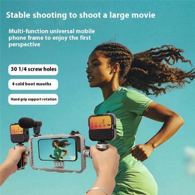 C072 Aluminum Alloy Handheld Smartphone Cage Rig Photography Stabilizer Dual Handle Frame - Camera Cage by buy2fix | Online Shopping UK | buy2fix