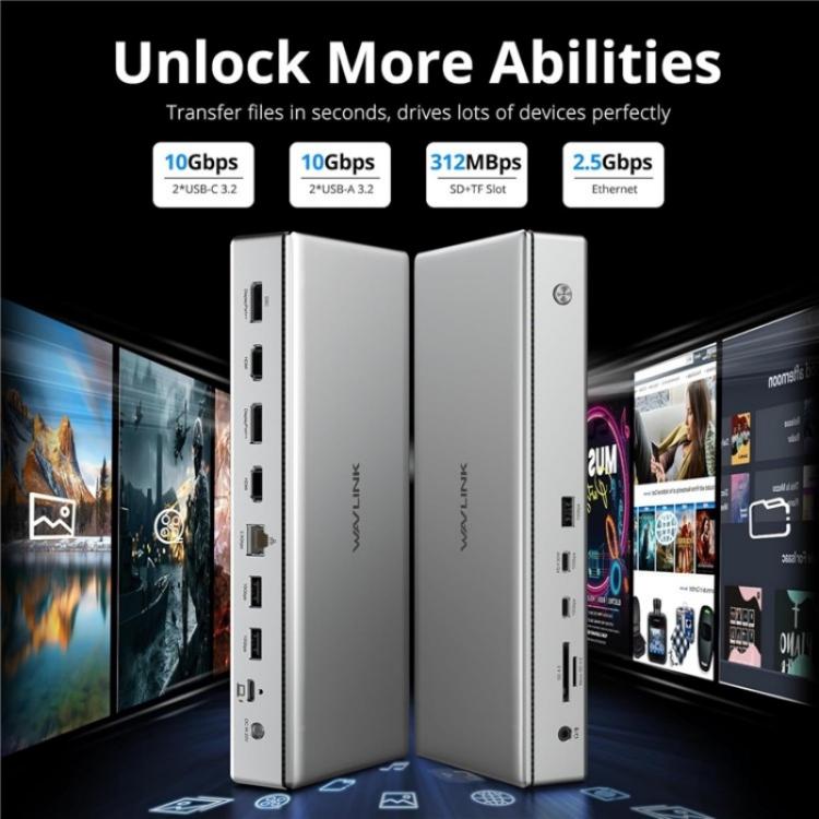 WAVLINK WL-UG75PD1-DH2 USB-C / Type-C Displaylink DL7400 Docking Station Support Quad Display(UK Plug) -  by WAVLINK | Online Shopping UK | buy2fix