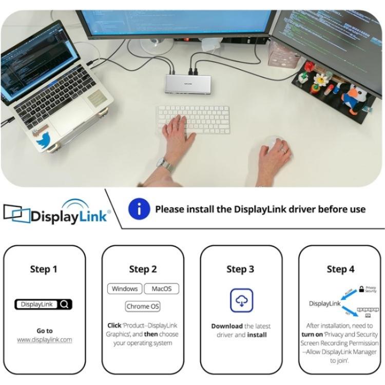 WAVLINK WL-UG75PD1-DH2 USB-C / Type-C Displaylink DL7400 Docking Station Support Quad Display(UK Plug) -  by WAVLINK | Online Shopping UK | buy2fix