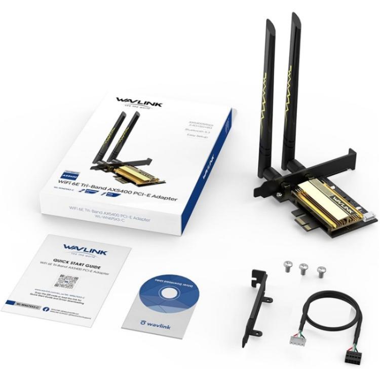 WAVLINK WN675X3-C WiFi 6E Pcie WiFi Network Card Adapter Triple Band AX210 AX5400 - USB Network Adapter by WAVLINK | Online Shopping UK | buy2fix